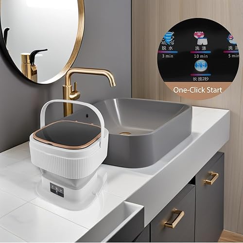 Miniatura 5 de BESPORTBLE Mini lavadora portátil con modos de limpieza para ropa, ropa interior, calcetines, funcionamiento silencioso, lavado y centrifugado para