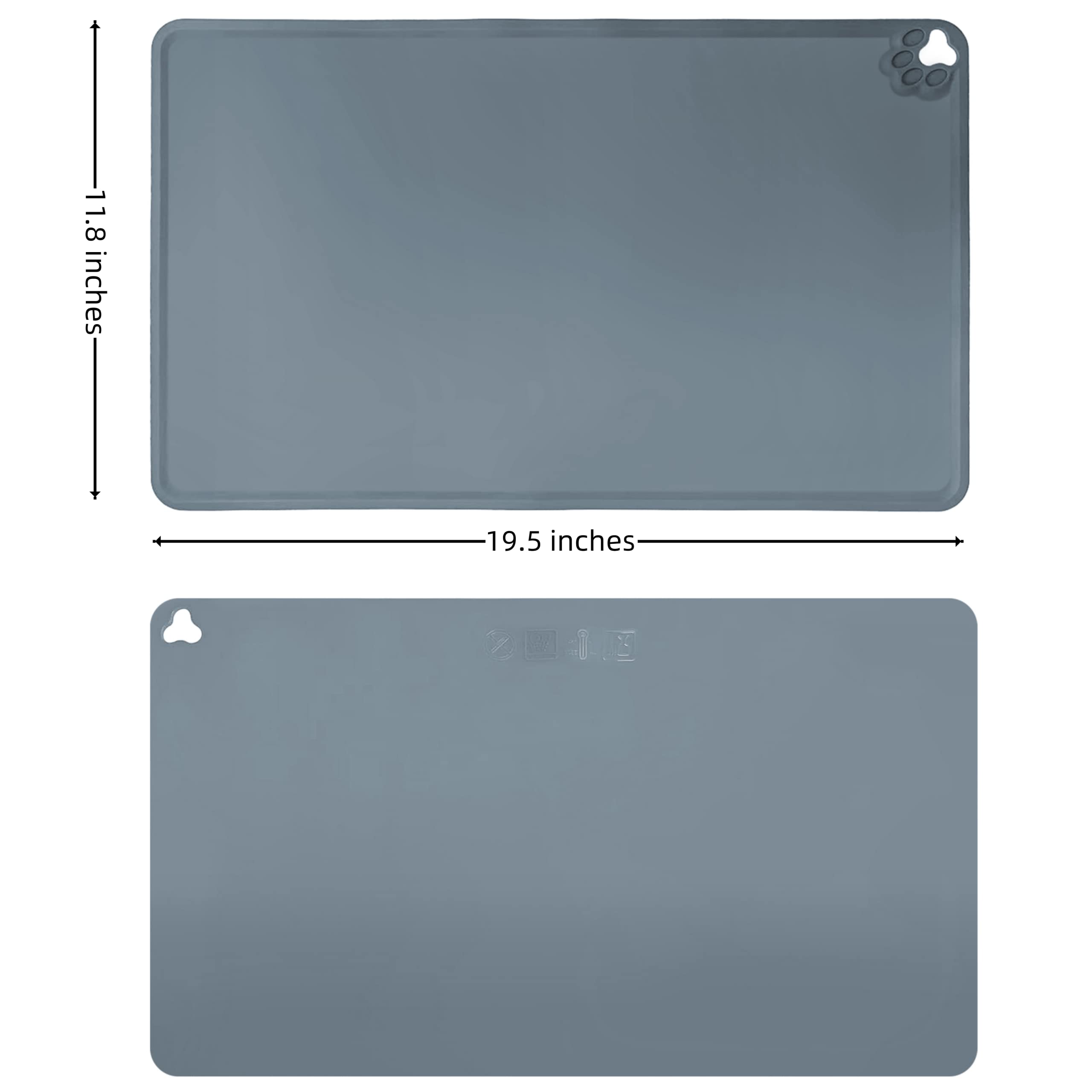 Jiafet Dog & Cat Silicone Pet Feeding Mat, Grey, 19.5 x 11.8 inches 2