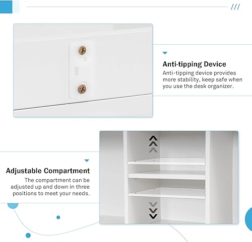 Miniatura 5 de COBANA Estantería de escritorio, gabinete de almacenamiento para encimera con 5 estantes para escritorio de computadora, estante de escritorio para
