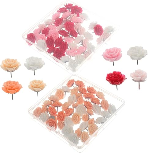 Miniatura 2 de VILLCASE 10 Sets Flower Pin Push Tacks Decorative Push Rose Push Cute Push Decorative Thumbtacks Push Pin Tacks Wall Push Accesorios para Escritorio