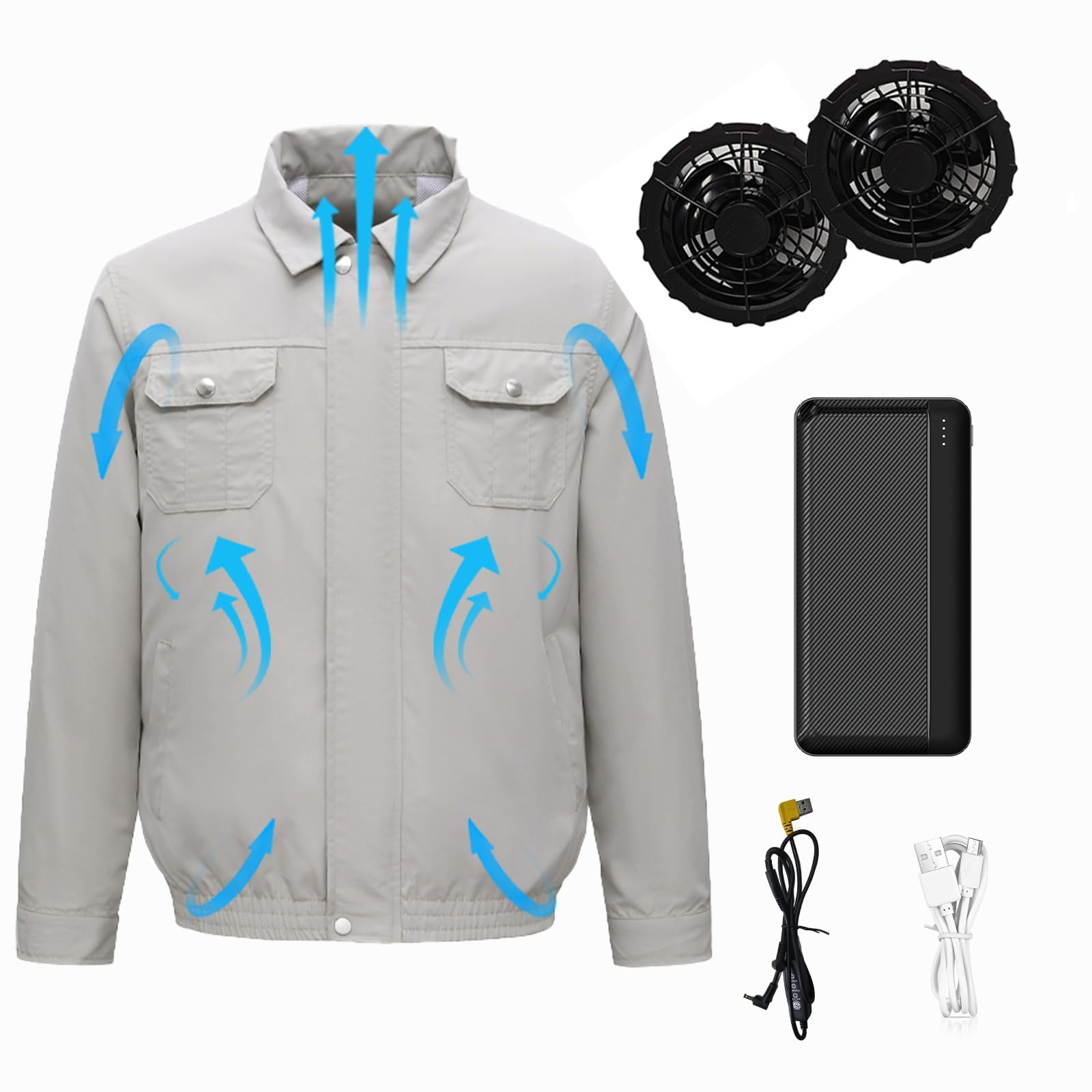 新品 ファン付き作業服 20000mAhバッテリー 空調服 長袖 日焼け対策 L Amazon.co.jp: [YORIYOI] ファン付き作業服 ファン バッテリー フル