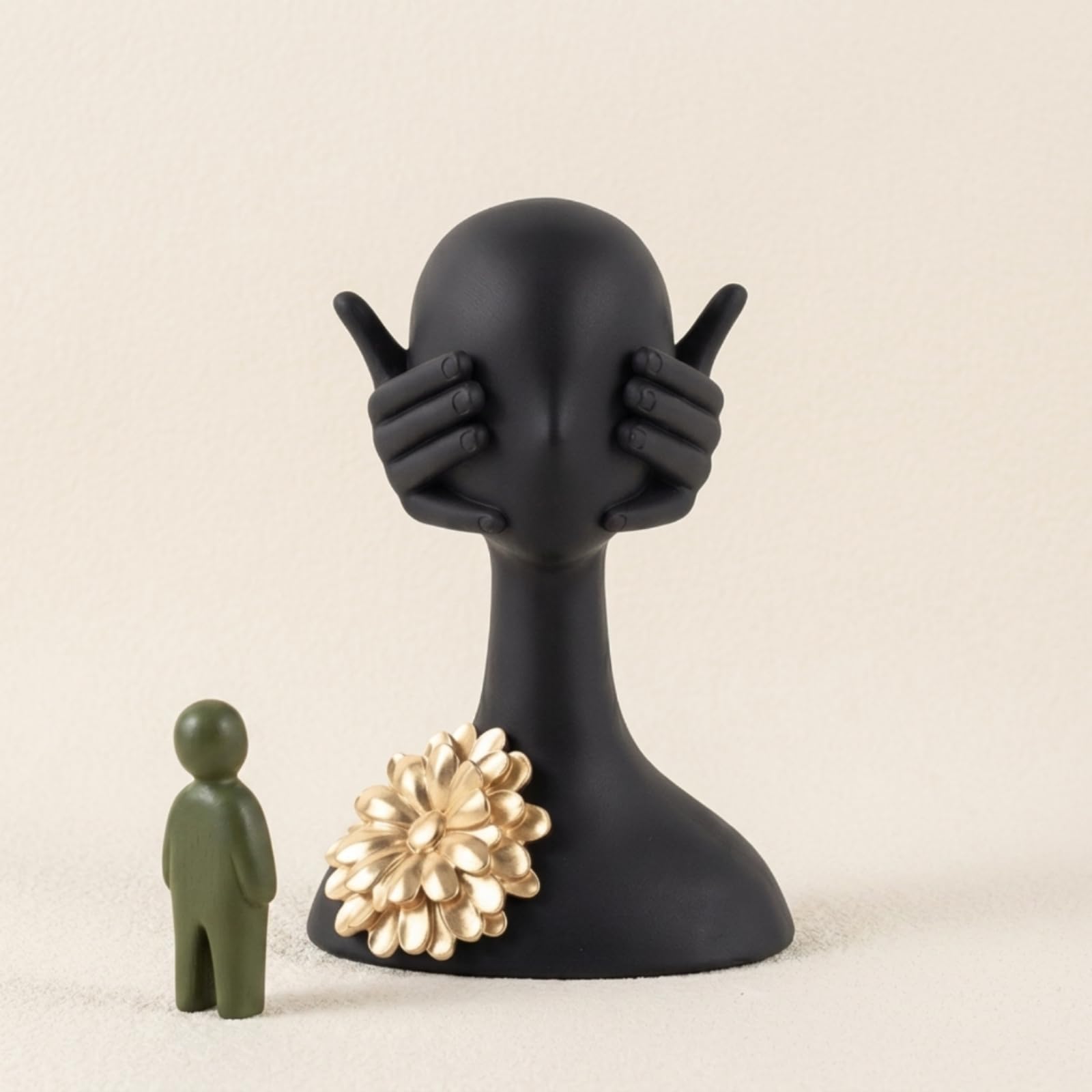 rockible Busto con Fiore Moderno Statuetta Concettuale Dorata Scultura Moderna per Amanti Del Design, Ufficio, style to 1
