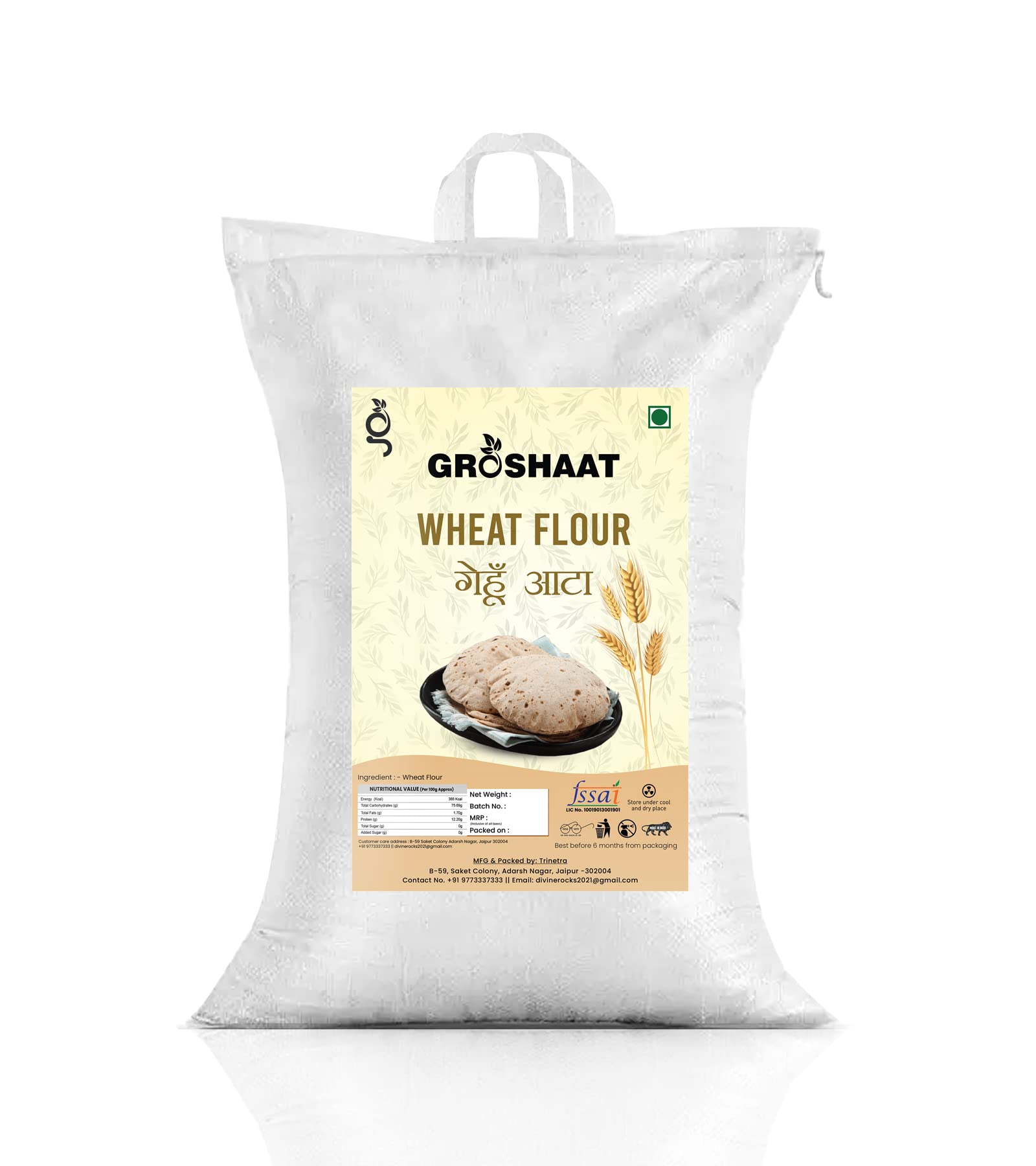 Groshaat Whole Wheat Flour (Chakki Atta)- 10Kg Pack Rich in magnesium, Manage diabetes, Rich in vitamin, Rich in Clacium (B0BR9NHD7D) Amazon Price History, Amazon Price Tracker