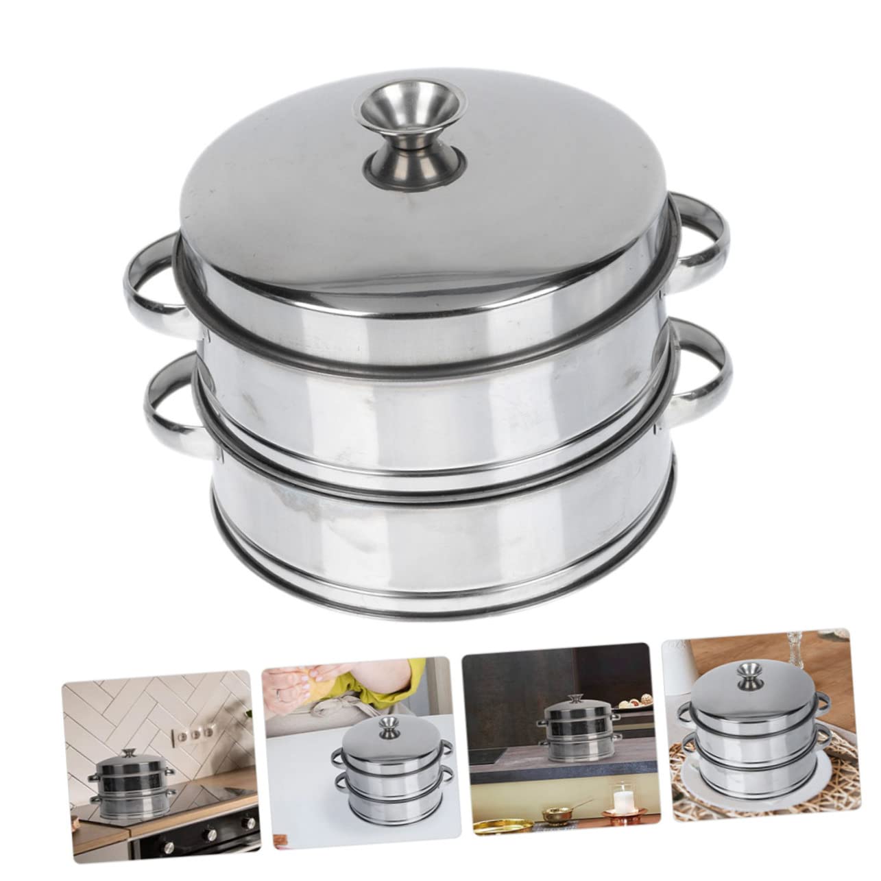 UKCOCO Vaporera De Acero Inoxidable De Vaporera Con Tapa Para Cocinar Al Vapor De Alimentos Para Cocinar Bollos Pescado y Verduras La Cocina