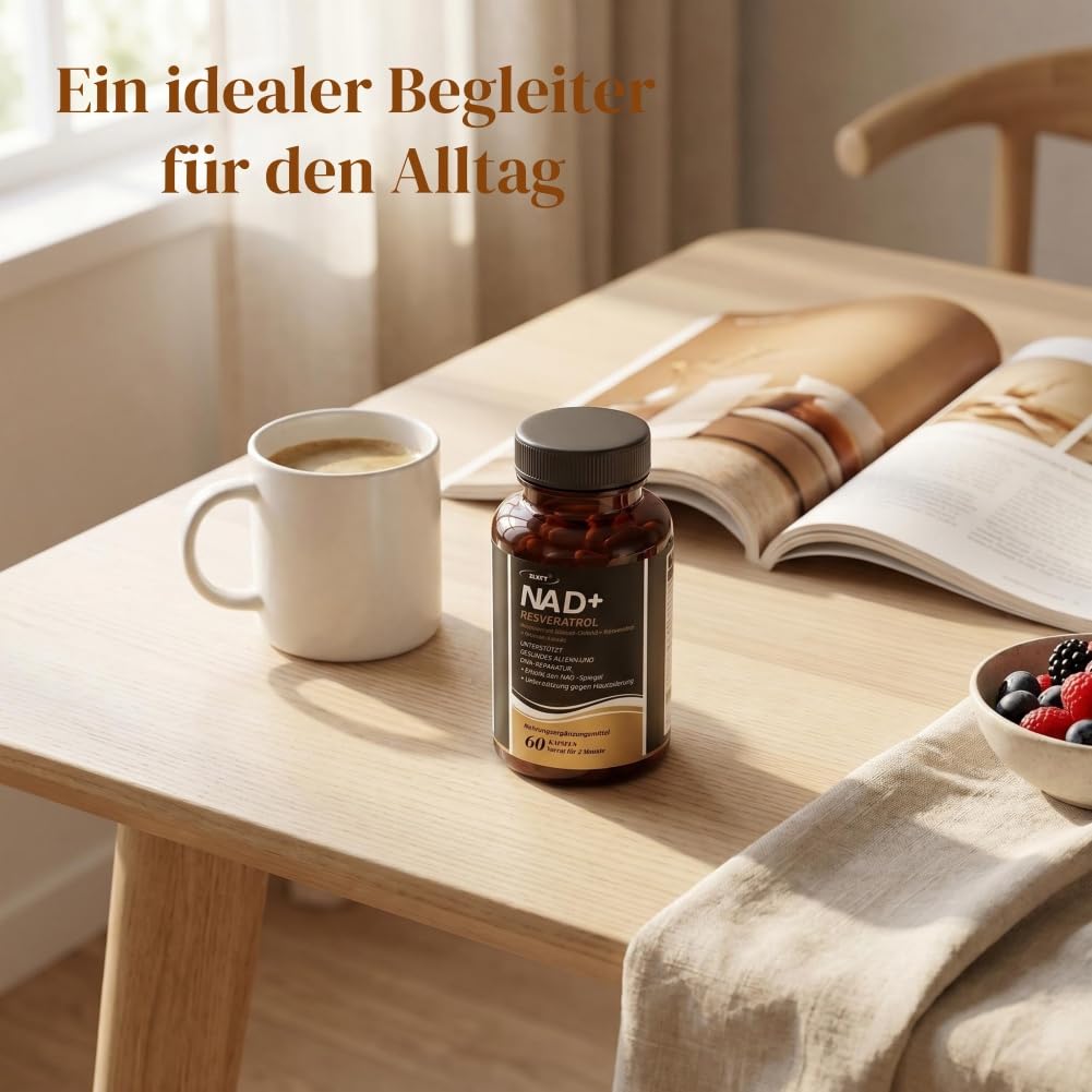 NAD+ Supplement,2pcs NAD+ Supplements mit Resveratrol, Nicotinamid-Ribosid Kapseln,Hochreines NR Supplements,Plus Resveratrol Kapseln,Hochdosiertes Supplement mit Resveratrol,120 Kapseln