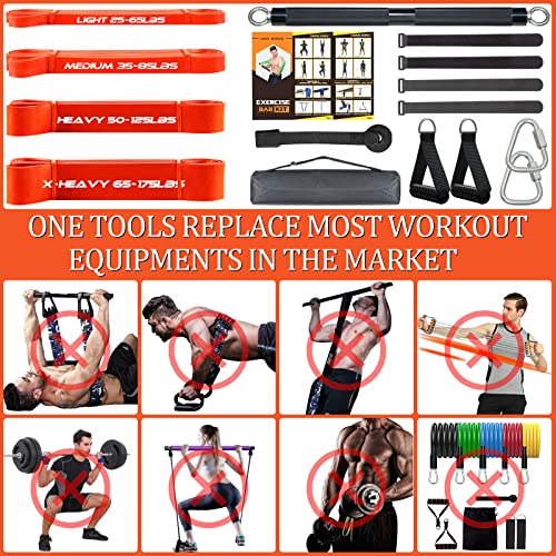 Dasking 500Lbs Extra Heavy Home Gym Resistance Band Bar Set With 4 Levels Stackable Resistance Bands, Portable Full Body Workout Equipment Exercise Bar Kit,Workout Guide Included (Black) #TOP3