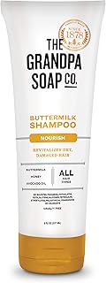 The Grandpa Soap Company Buttermilk Shampoo - Nourishing Formula to Help Revitalize Dry and Damaged Hair, With Honey & Avocado Oil, Vegan, Sulfates and Parabens Free, 8 Fl Oz