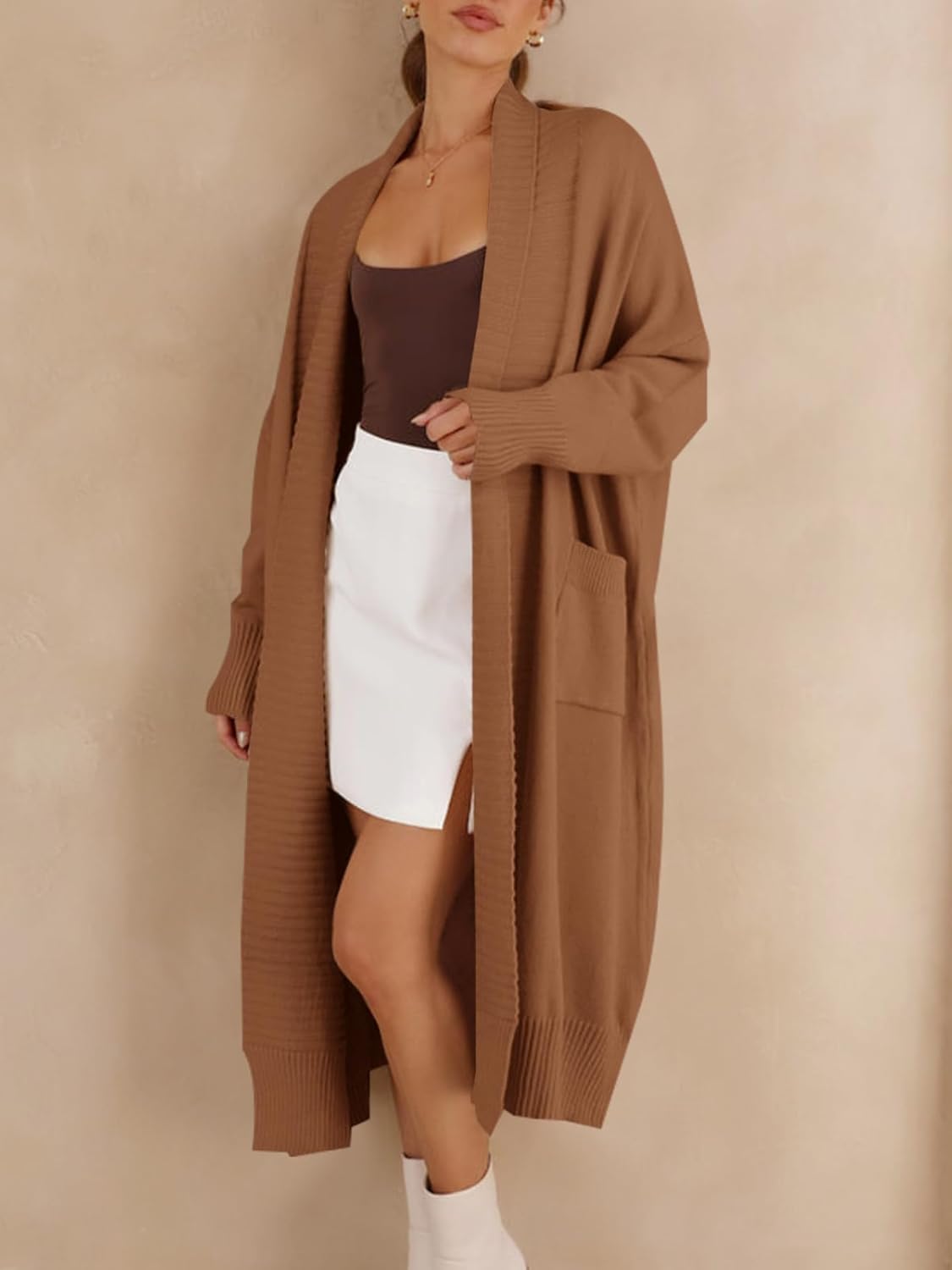 Danedvi Womens Long Cardigan Sweaters 2025 Fall Chunky Knit Oversized Slouchy Open Front Warm Coats with Pockets - Image 6