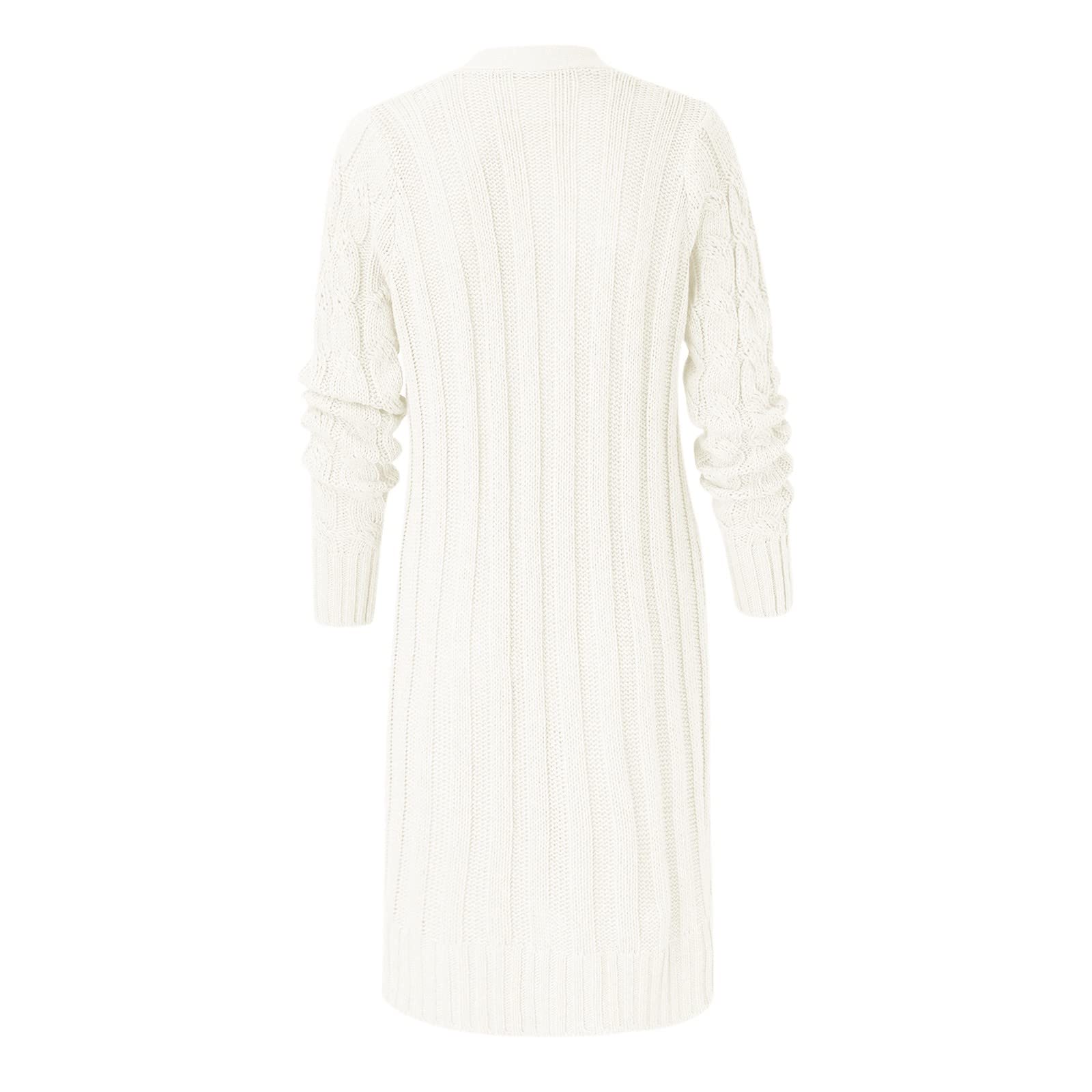 Generisch Cárdigan largo para mujer, elegante, de manga larga, con botones, chaqueta gruesa ligera con botones, cárdigan informal para uso diario y exterior, cuello en V, cárdigan de punto para otoño