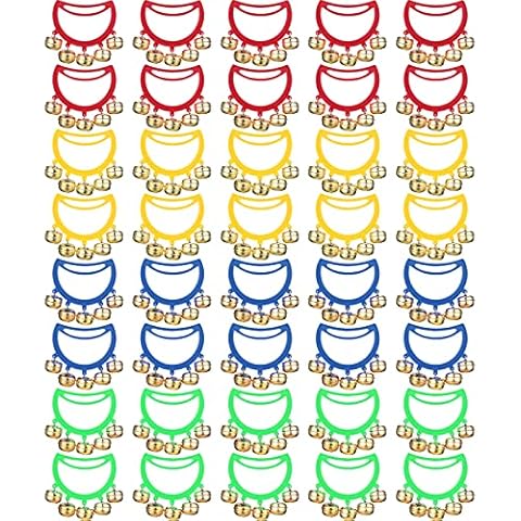 Yeshone 32 Pcs Hand Bells Christmas Jingle Bells Bulk Tambourine Noise Makers for Kids Adults Musical Instruments Christian Charity Church School Concert Birthday Party Favors Cover