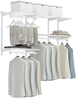 Vista 45 de Tangkula 4 to 6 FT Custom Closet Organizer System Kit, Wall-Mounted Storage Organizer with Wire Shelving and Hanging Rods, Adjustable Closet Grey