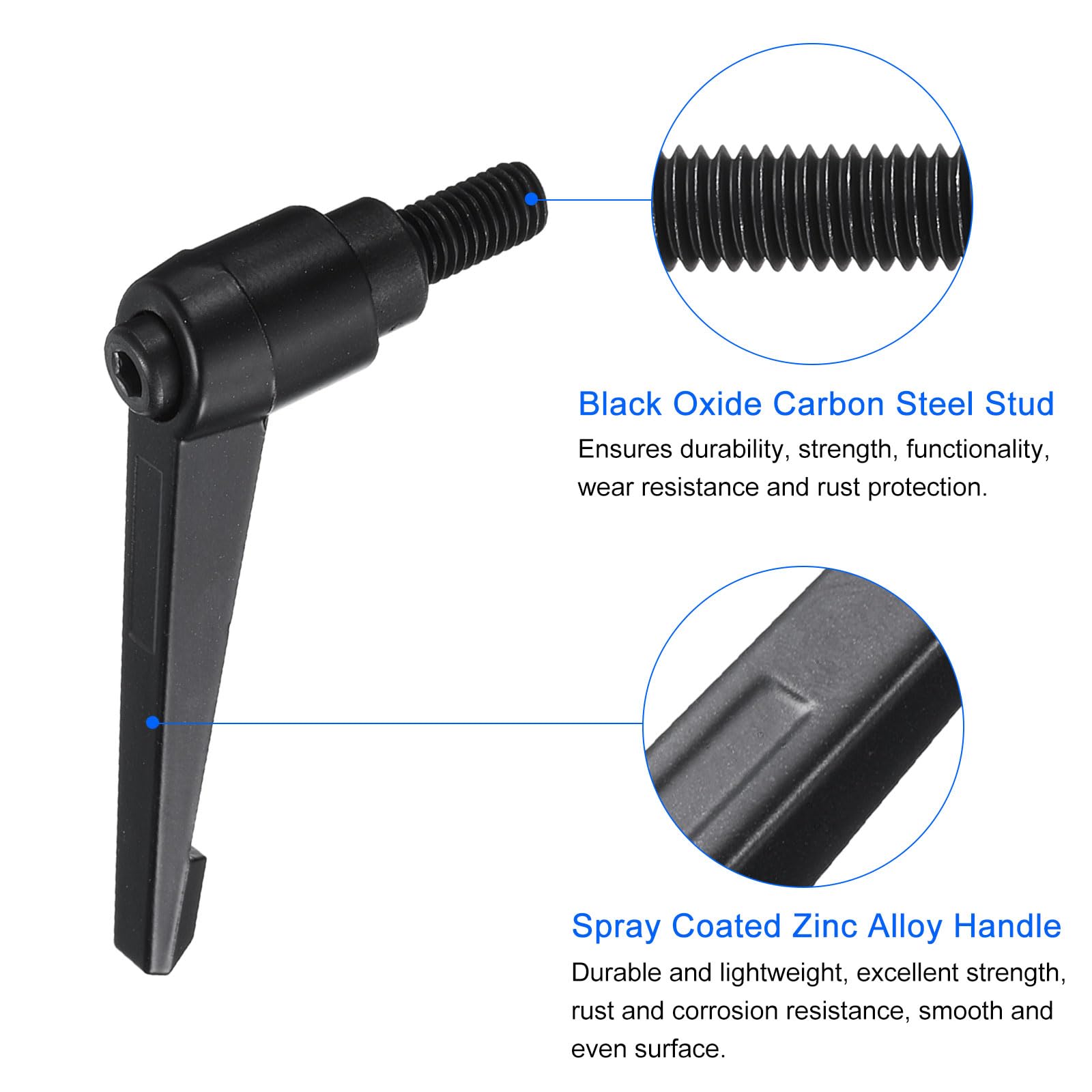 QUARKZMAN Manopole per Leva di Serraggio M10 x 20 mm Acciaio al Carbonio Nero