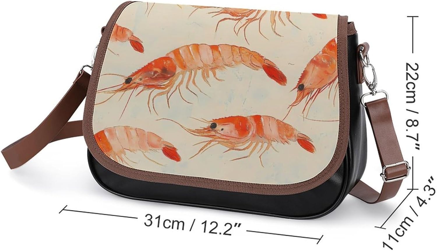 Shrimp Pattern Shoulder Bags for Women Tote Handbag Clutch Purse Messenger Bag