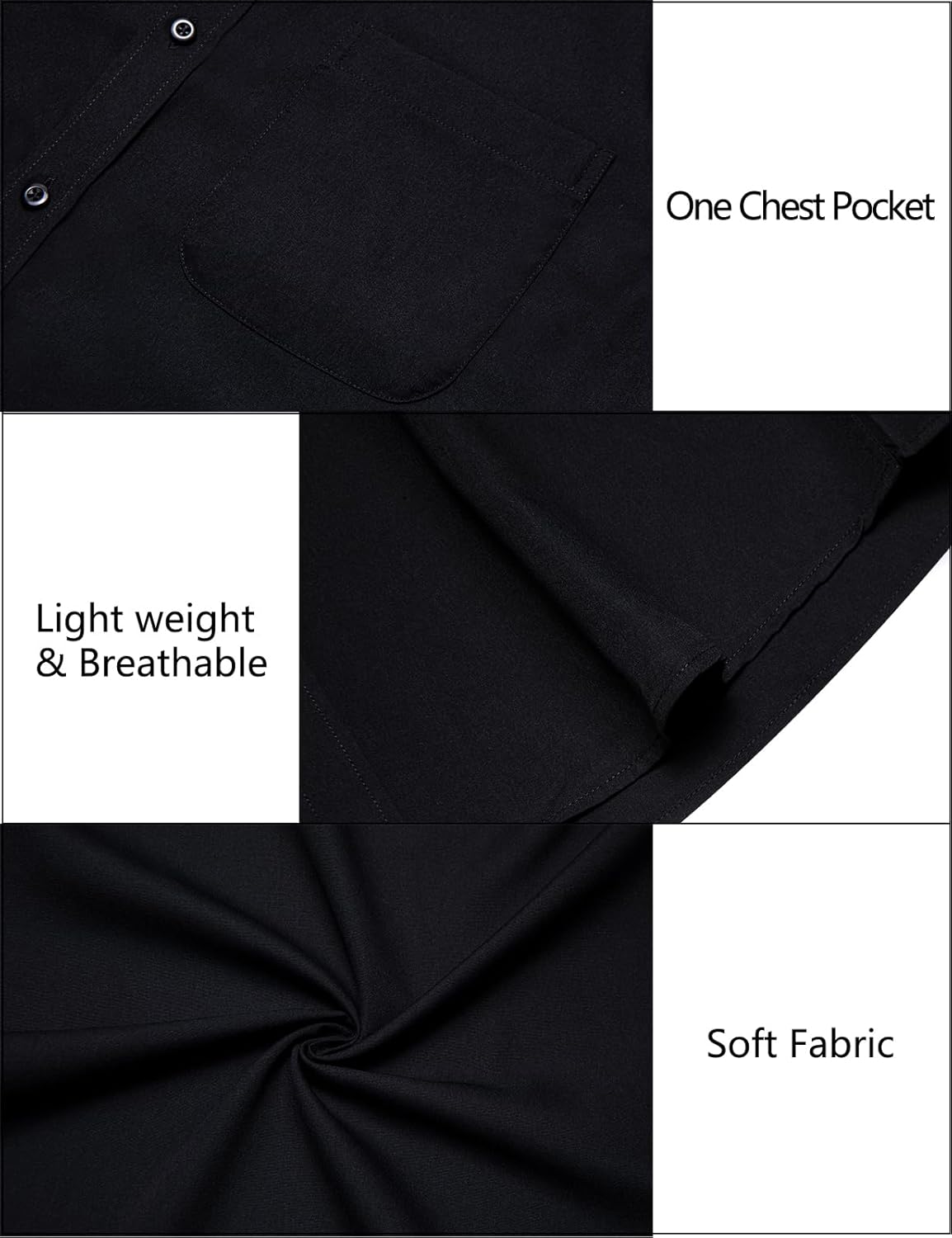 Mens Dress Shirt Long Sleeve Casual Button Down Shirt Wrinkle Free Formal Business Inner Collar Contrast Shirts - Image 6