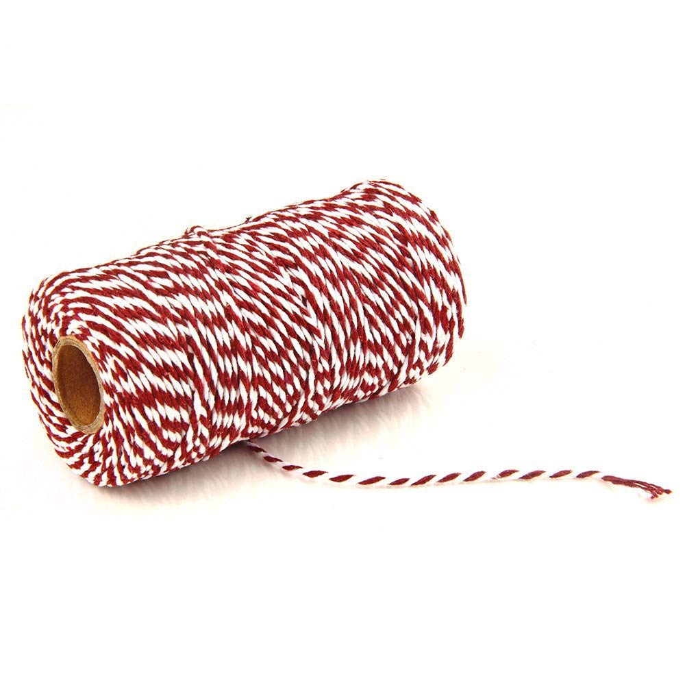 WLYX2 Roll Twine String 200M, DIY Bakers Twine/Butcher Twine/Garden Twine Green Red And White Striped String, Coloured Twine Cotton Rope Cord String Decorative (Color : #-4)