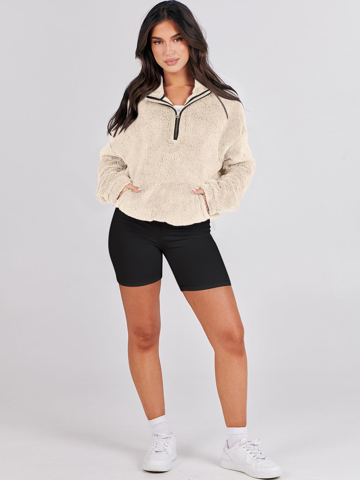Damskie rozpinane bluzy oversize przycięte bluzy z kapturem na co dzień sweter z polaru topy 2024 moda jesienna
