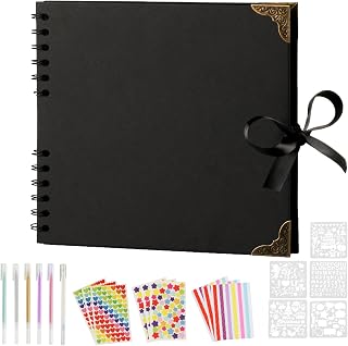 Álbum de Fotos de Bricolaje, Libro de Fotos 205x205mm 30 Páginas Negras | Album de Fotos para Pegar y Escribir, Álbum de F...