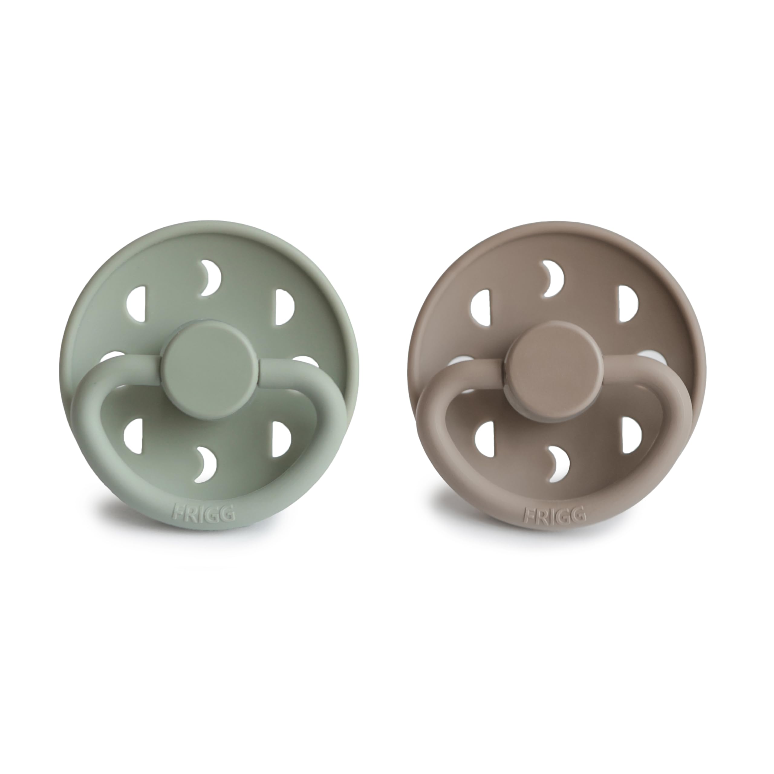 FRIGG Moon SilkySoft Silicone Baby Pacifier | Made in Denmark | BPA-Free (Sage/Portobello, 0-6 Months)