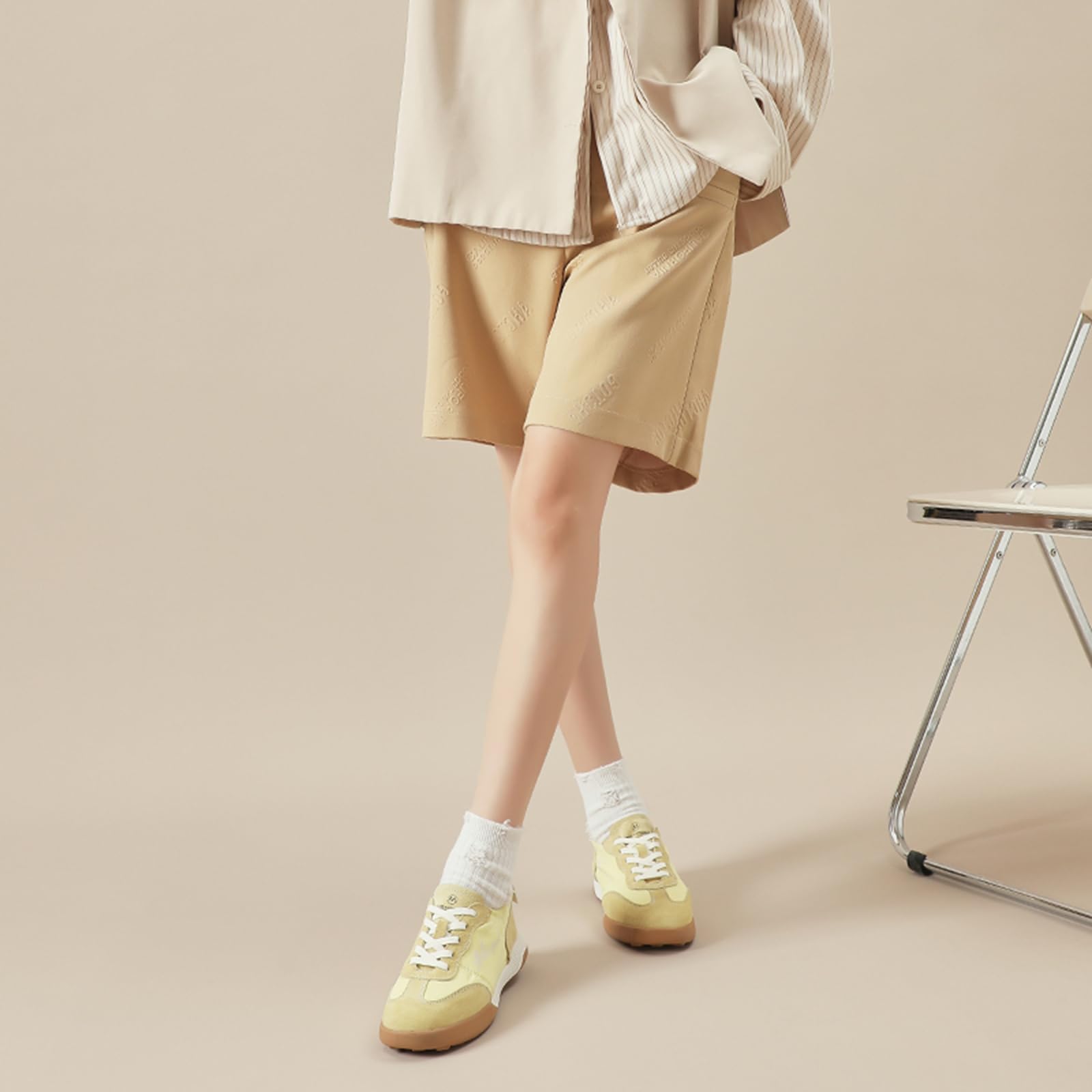 Onewus Damskie buty rekreacyjne z prawdziwej skóry, sznurowane buty typu sneakers