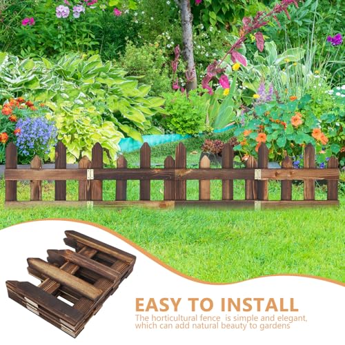 AKOOSY Solider Holzzaun Gartendekor Dekorative Gartenbegrenzung und Rasenkante aus Holz Einfach zu Montierender Holzzaun für Blumenbeete Balkon und Außenbereich