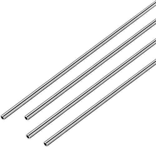 uxcell Tubo redondo de acero inoxidable 304 0.079 in OD 0.006 in espesor de pared 9.843 in de longitud Tubo recto sin costura 4 piezas