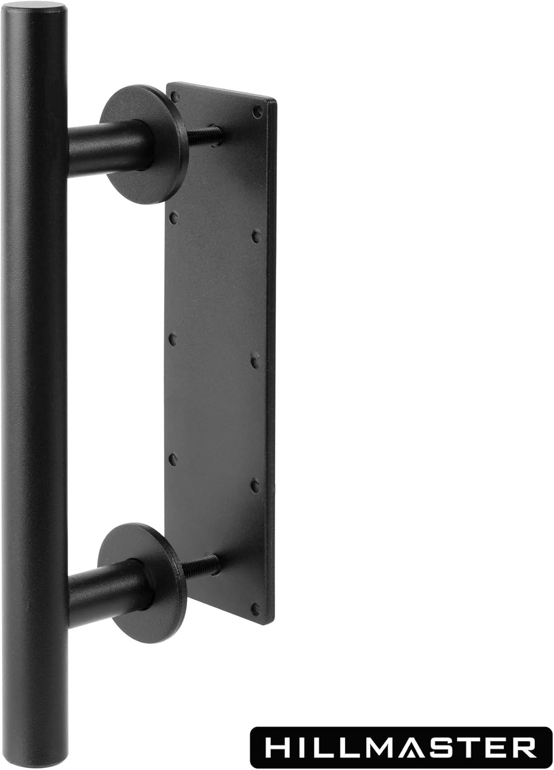 HILLMASTER 12" Heavy Duty Sliding Barn Door Pull Handle Set, Rustic Pull and Flush Barn Door Pull Handle with Two-Side Design, Round Black Finish Door Hardware for Gate Garage Shed