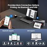 Bluetooth Thermal Shipping Label Printer - vretti 4x6 Wireless Label Printer for Small Business Shipping Packages Canada Post - D463B Thermal Printer Compatible with iPhone Android macOS, Black-Ornage