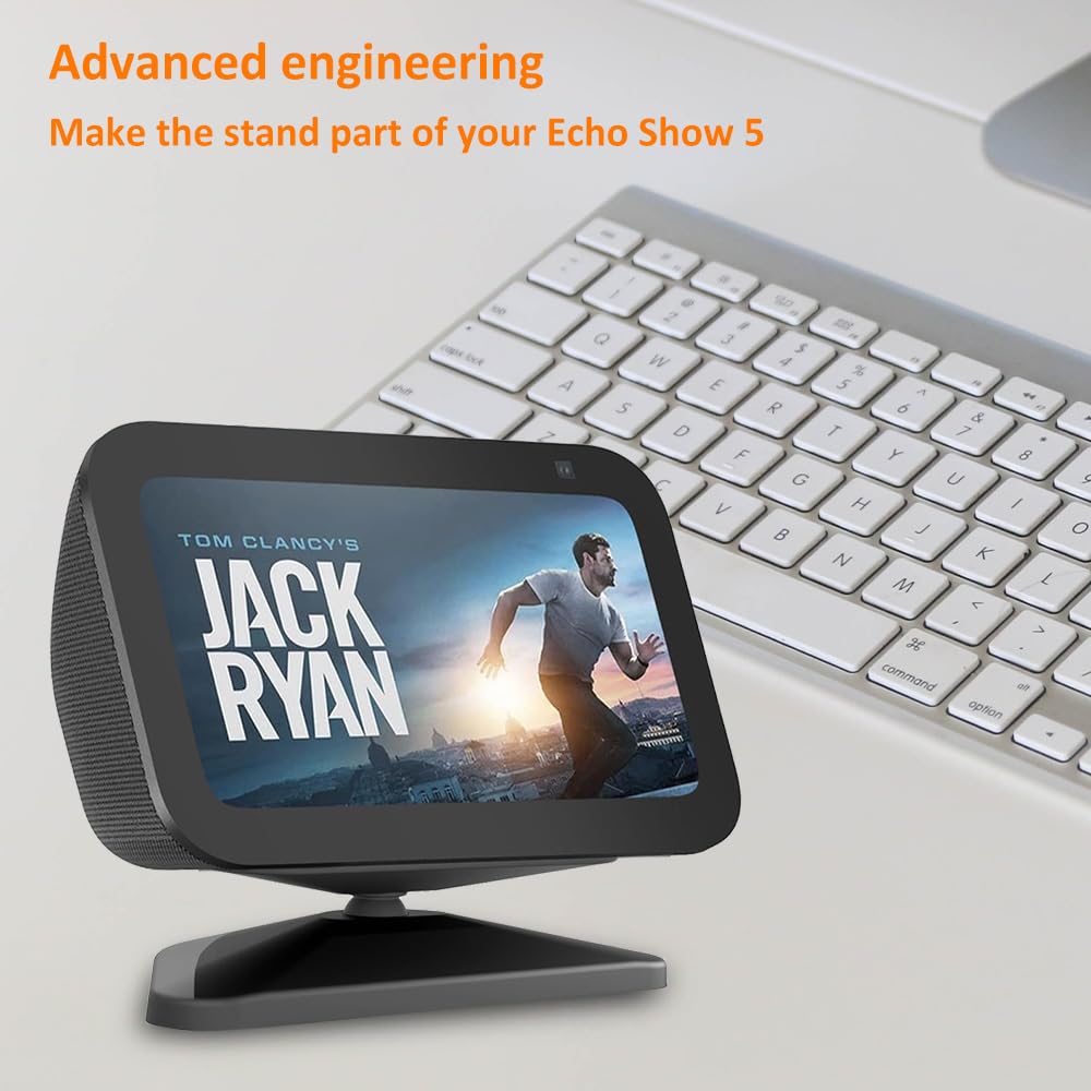 Support Mural Inclinable Et Pivotant Pour Echo Show 5 (3ème Génération) - Base Magnétique En Aluminium - Argent