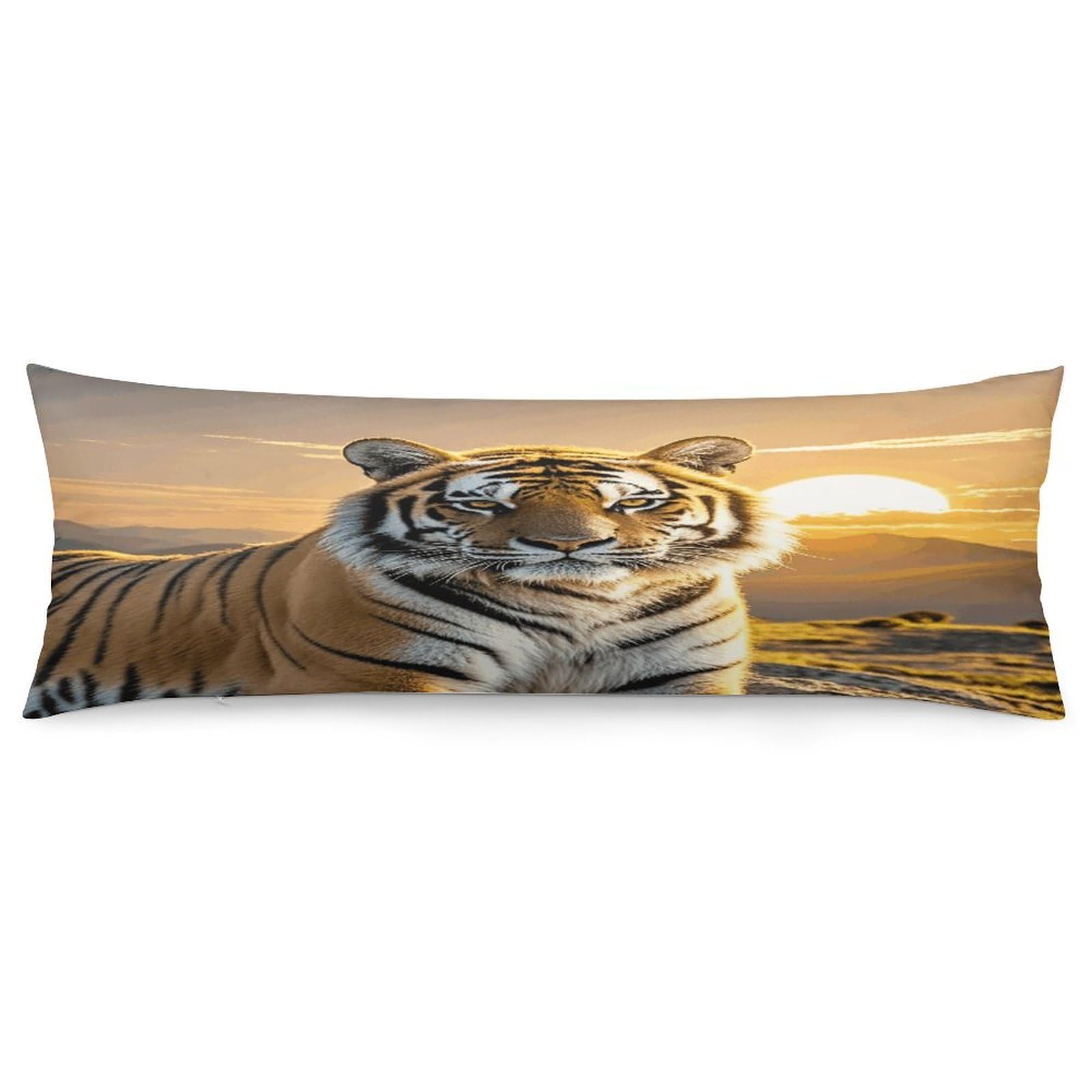 Rising Sun Tiger Pillowcase Decorative Body Pillow Cover Soft Full Long Pillow Case Breathable Large Body Pillowcase Cute Cozy Pillow Sham for Bed Couch Sofa 18.9 X 53 Inch