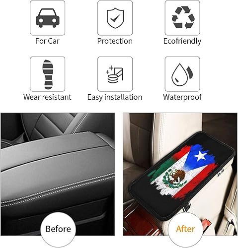 Miniatura 4 de Funda de cojín para reposabrazos de automóvil, diseño retro de México y bandera de Puerto Rico, ajuste universal, accesorios decorativos para