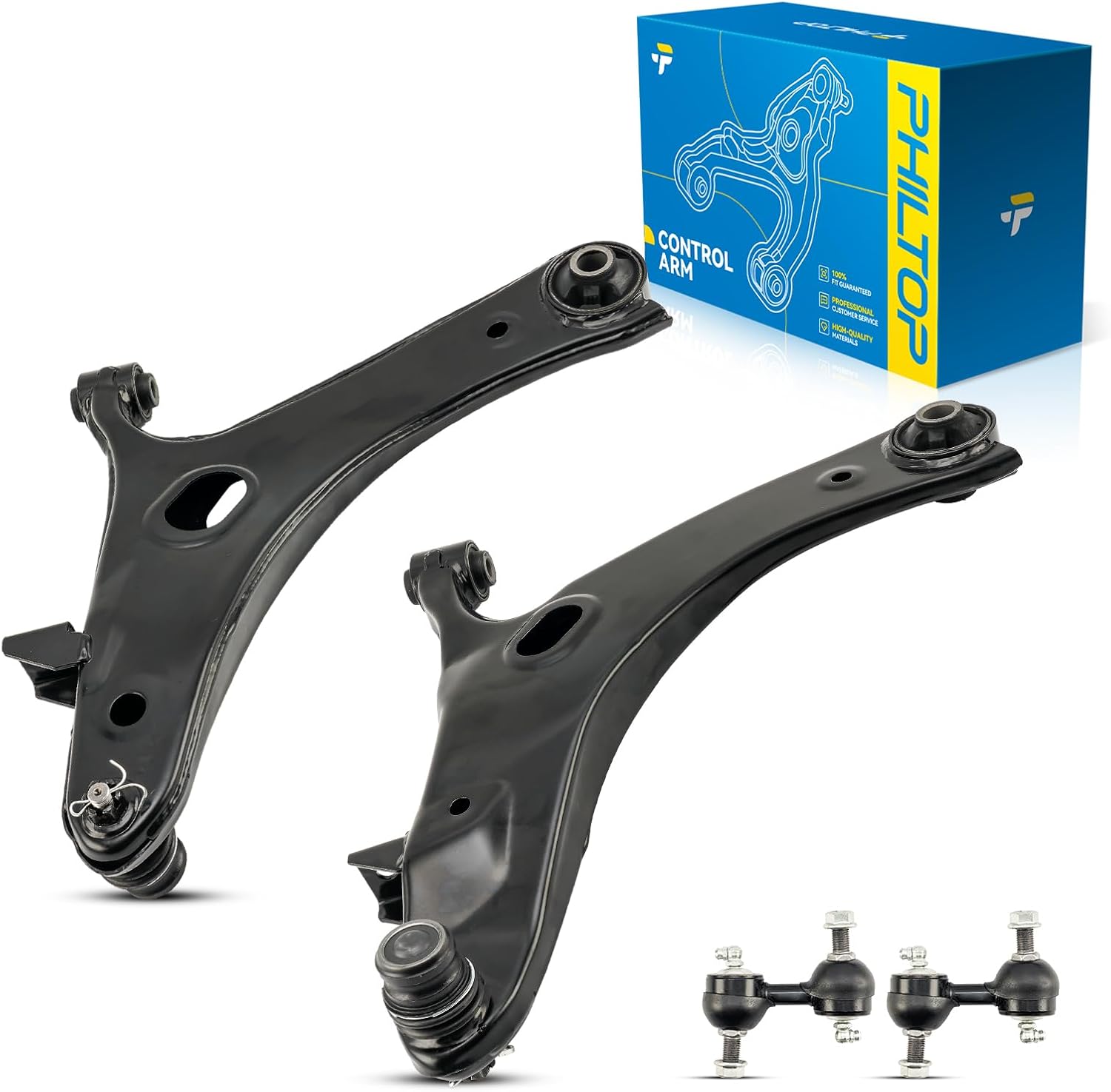 PHILTOP 4pcs Front Lower Control Arm w/Ball Joint Sway Bar End Links for 2009-2013 Subaru Forester, 2011-2014 Impreza Suspension Kit, K622787 K622789 K750049
