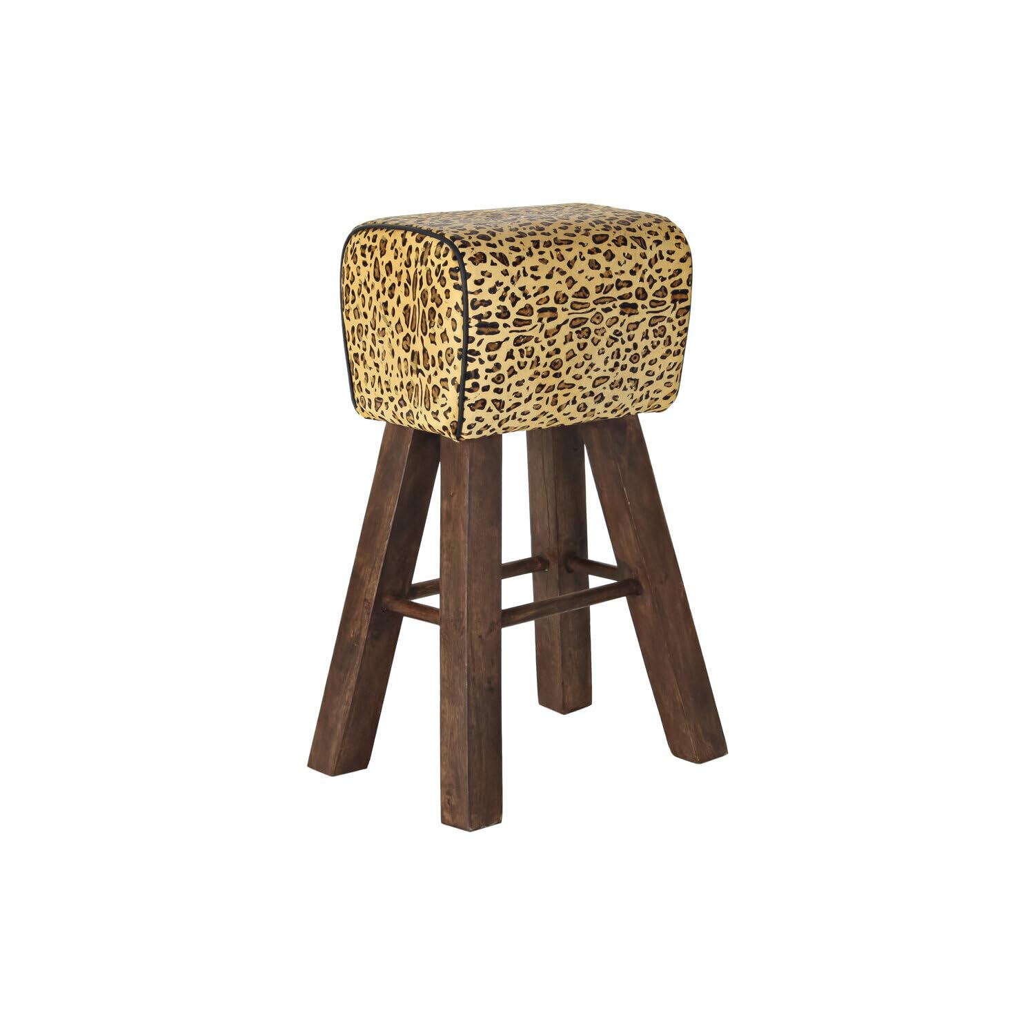 Tabouret bois cuir marron 43x35x75cm pour sublimer l'ambiance chaleureuse de votre cuisine