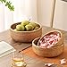 Rattan Bread Basket, Hand Woven Fruit Basket, Wicker Serving Basket Bowl, Decorative Baskets for Kitchen Counter Organizing, Set of 3 (Round)