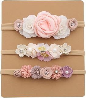 SYGA 3 Pack Baby Girl Floral Headbands – Soft Stretchable Nylon Flower Comfortable Elastic Hairbands for Newborns, Infants... Price In India