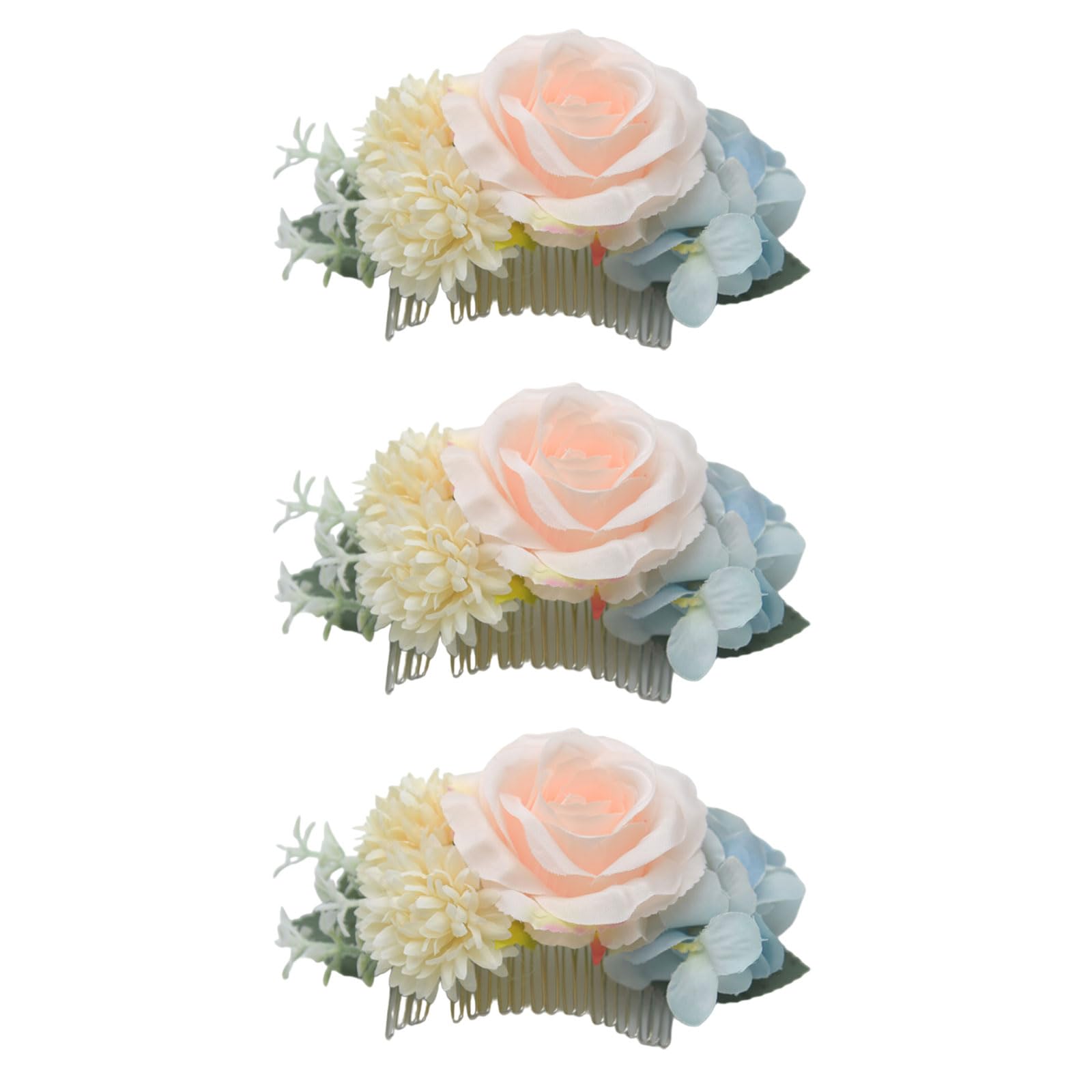 Tsophreniq 3Pcs Bride Wedding Hairpins Bridal Headpieces Bridesmaids Hair Pin Bridal Barrettes Artificial Flower Hair Side Combs Unique Fascinator