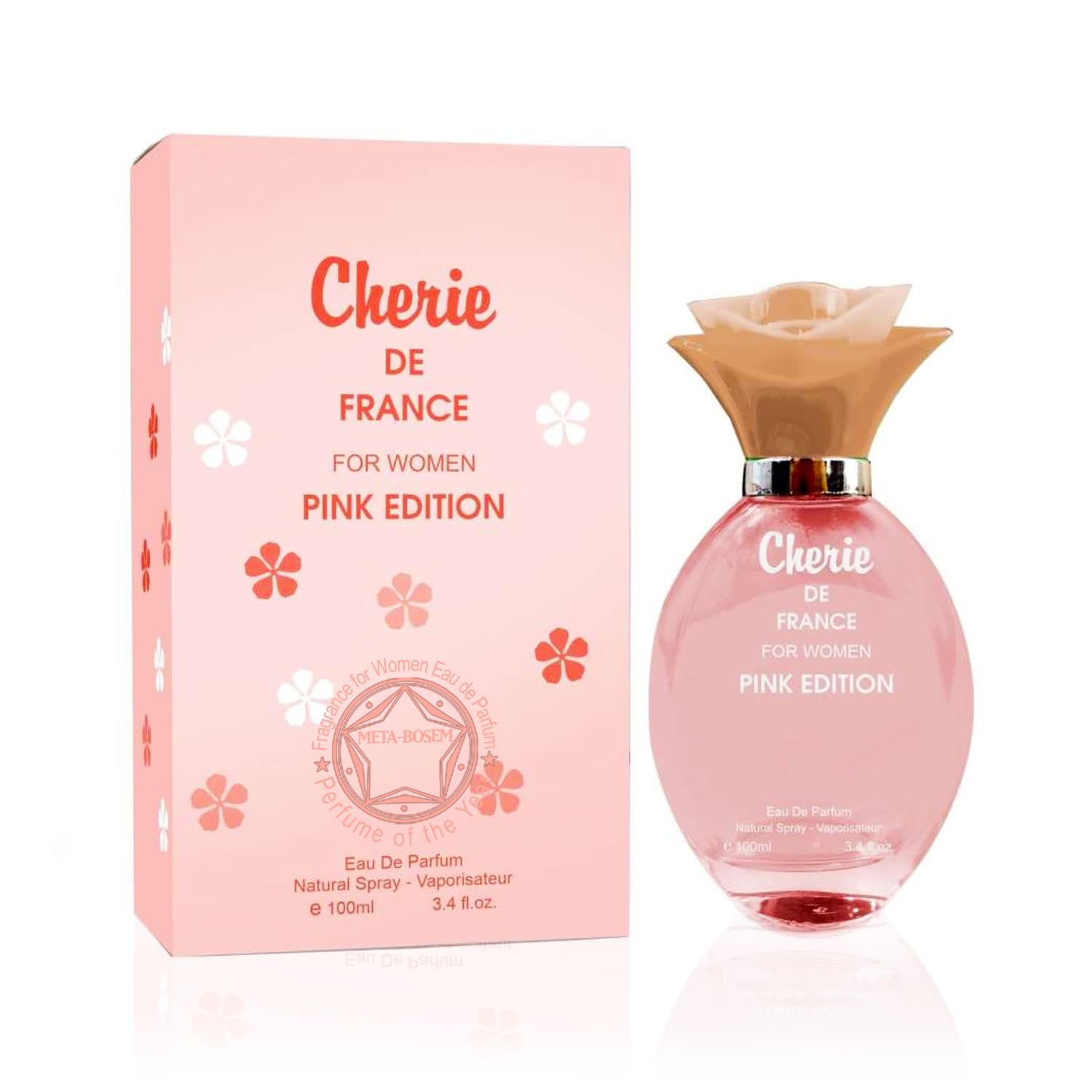 META-BOSEM Chrie Rose Fragrance Pink Edition Perfume for Women - Sweet Fragrance Bottles for Ladies, Eau de Parfum Spray - Floral & Fruity, 3.4 Fl Oz/100Ml