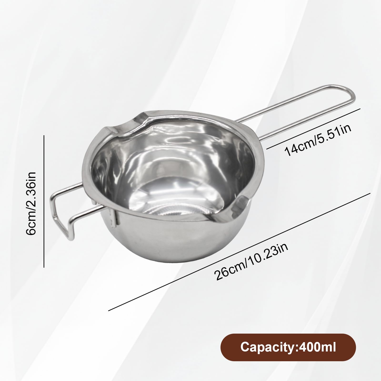 Garnek do kąpieli wodnej, 400 ml pojemnik do topienia czekolady, stopiony garnek ze stali nierdzewnej, do topienia czekolady, cukierków, masła, sera i świec,