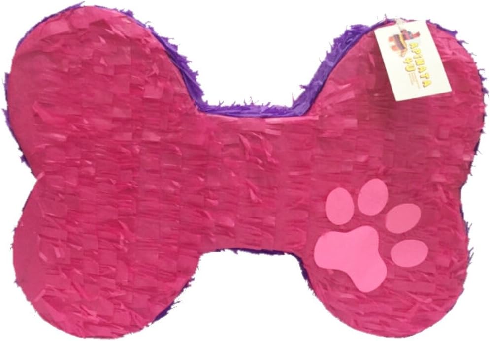 APINATA4U Dog Bone Pinata Puppy Birthday Dog Party Supplies Puppy Birthday Let's Party Woof Dog Themed Animal Themed Princess Puppy Pink Purple Paw
