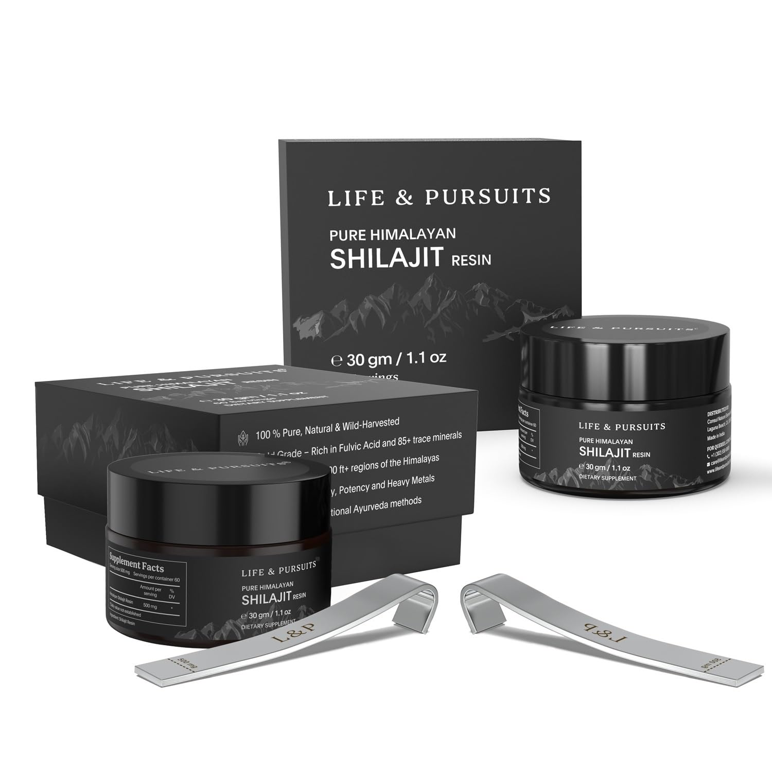 Life & Pursuits Pure Himalayan Shilajit Resin 60 gm | Natural Gold Grade Dietary Supplement for Men & Women| High Potency, Energy & Immune Support|85+ Trace Minerals, Rich in Fulvic Acid |30gm (Pack of 2) (B0CYLL64NS) Amazon Price History, Amazon Price Tracker