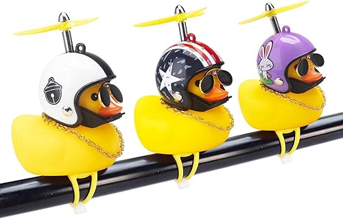 Miniatura 8 de wonuu Adornos de pato de goma para automóvil, campana de bicicleta de pato rosa y amarillo, decoración de tablero de automóvil, cuernos de bicicleta