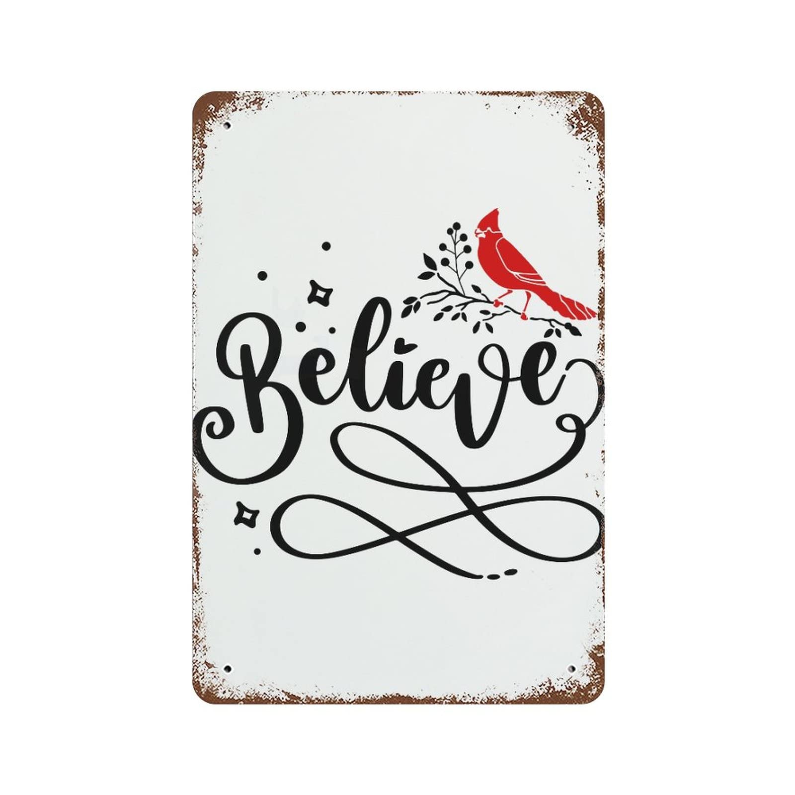 Plaque en métal Believe Cardinals décoration murale rétro de format 30x45 cm