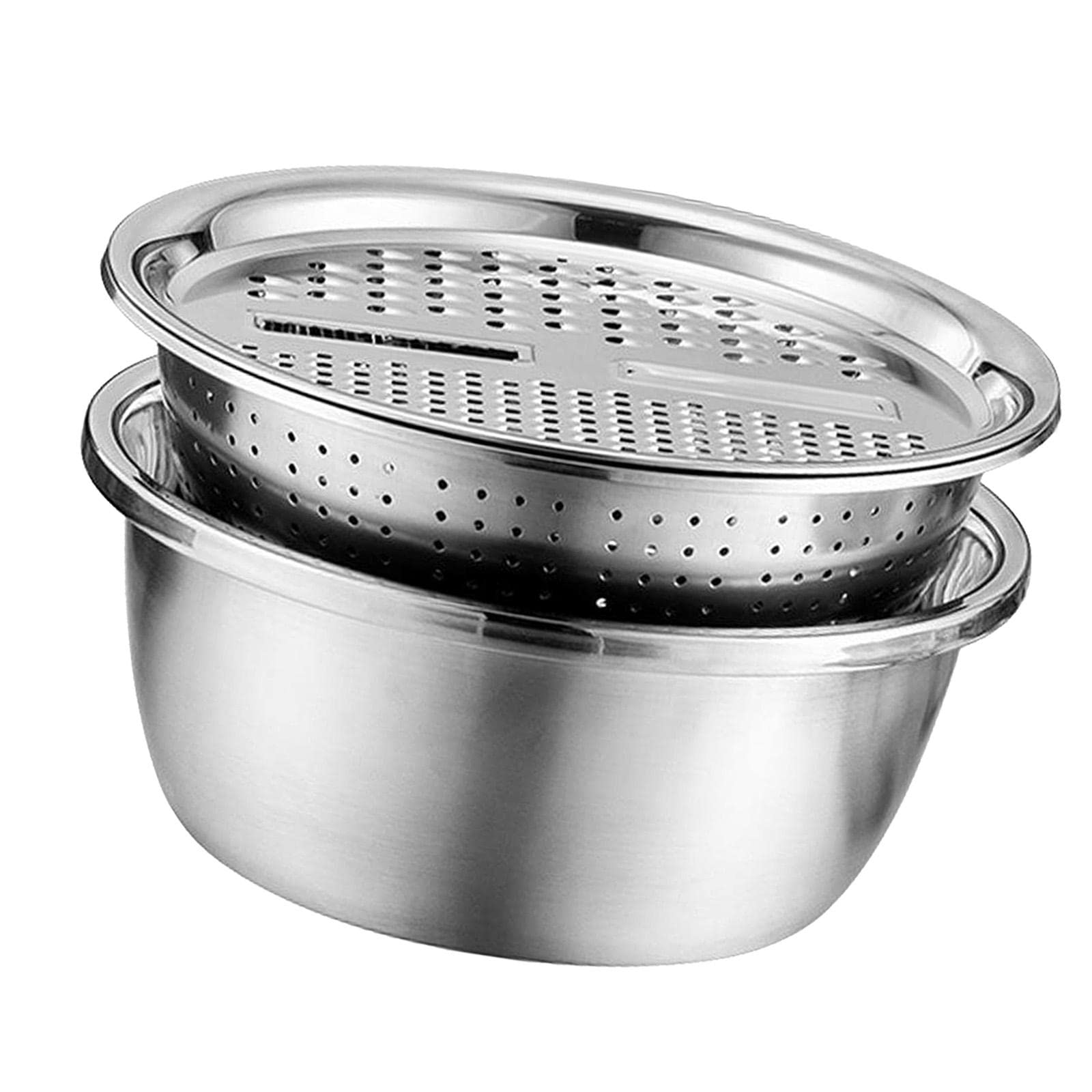 Bol Mélangeur Acier Inoxydable Passoire Râpe Saladier Polyvalent Résistant à La Rouille Convient pour Découpe et Mélange Cuisine Maison, 28 cm