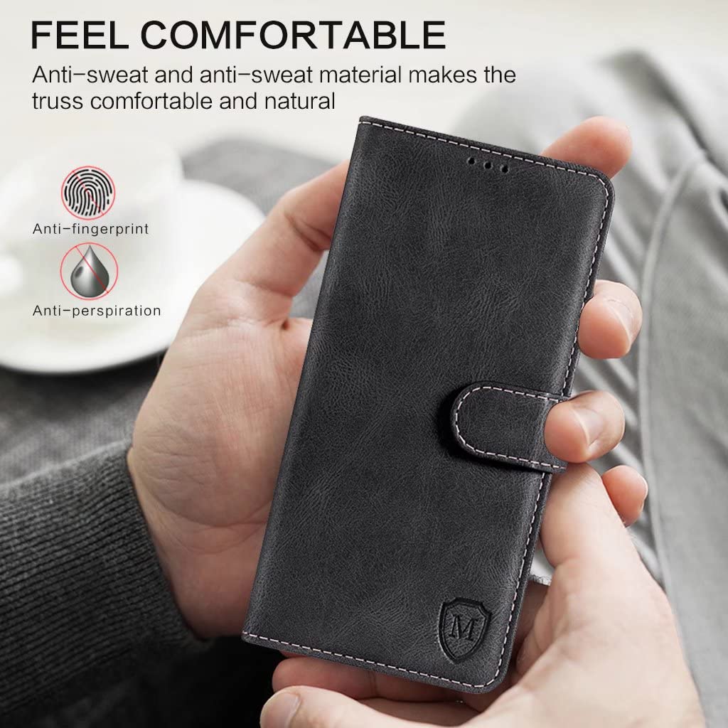 Etui FMPCUON do Oppo Realme 8/Realme 8 Pro,[PU Premium Leather Cover] [Etui z klapką], z gniazdami na karty do Oppo Realme 8/Realme 8 Pro, czarne