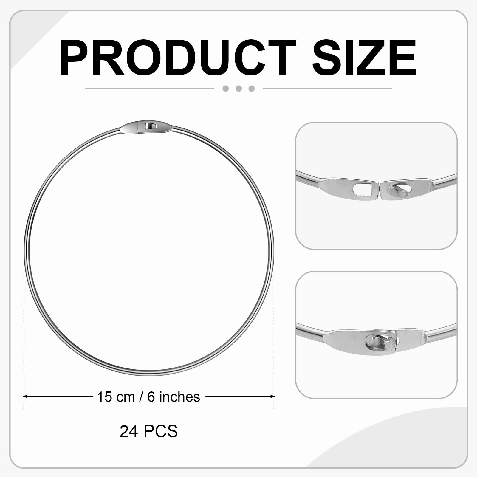 Paquete de 24 anillos de metal grandes de 15 cm