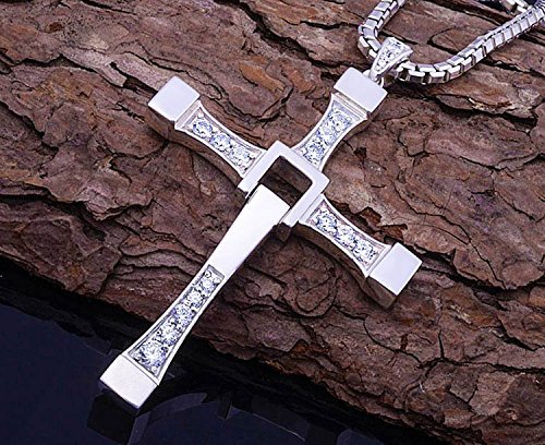 Mahi Rhodium Plated Religious Cross Pendant with Crystal for Men & Women PS1101545R 2