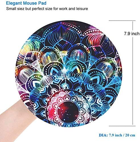 LESHIRY Mouse Pad, Round Mouse Mat, Cute Mouse Pad with Design, Non-Slip Rubber Base Mousepad with Stitched Edge, Waterproof Office Mouse Pad (Mandala Colorful-Round)