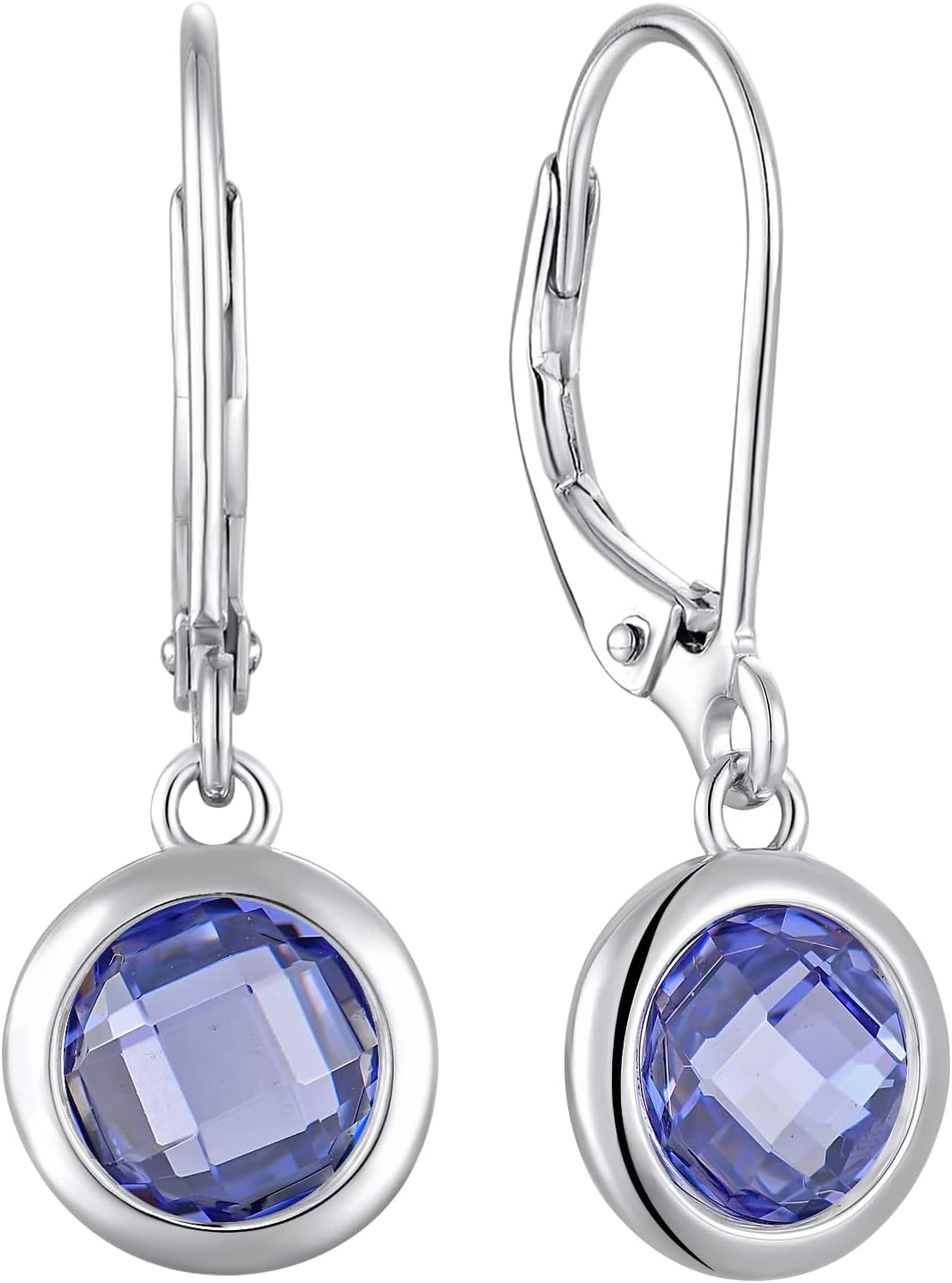 JO WISDOM Women Earrings,925 Sterling Silver Leverback Dangle & Drop Earrings with 7MM 3A Cubic Zirconia