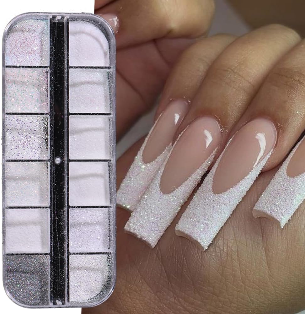 Sugar Glitter Powder for Nails - 36 Colors Iridescent Nail Art Glitter Sugar Coating Effect Dazzling Nails Dipping Powder Loose White Rainbow Glitter Nail Decorations DIY Dust for Manicure 3Boxes