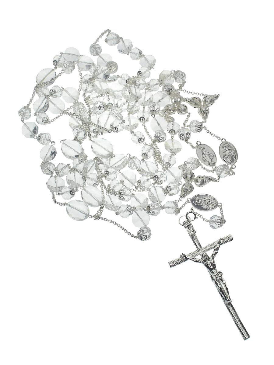 DivaDesigns Hispanic Traditional Wedding Crystal and Cross Lasso 110 - Silver Tone/Clear