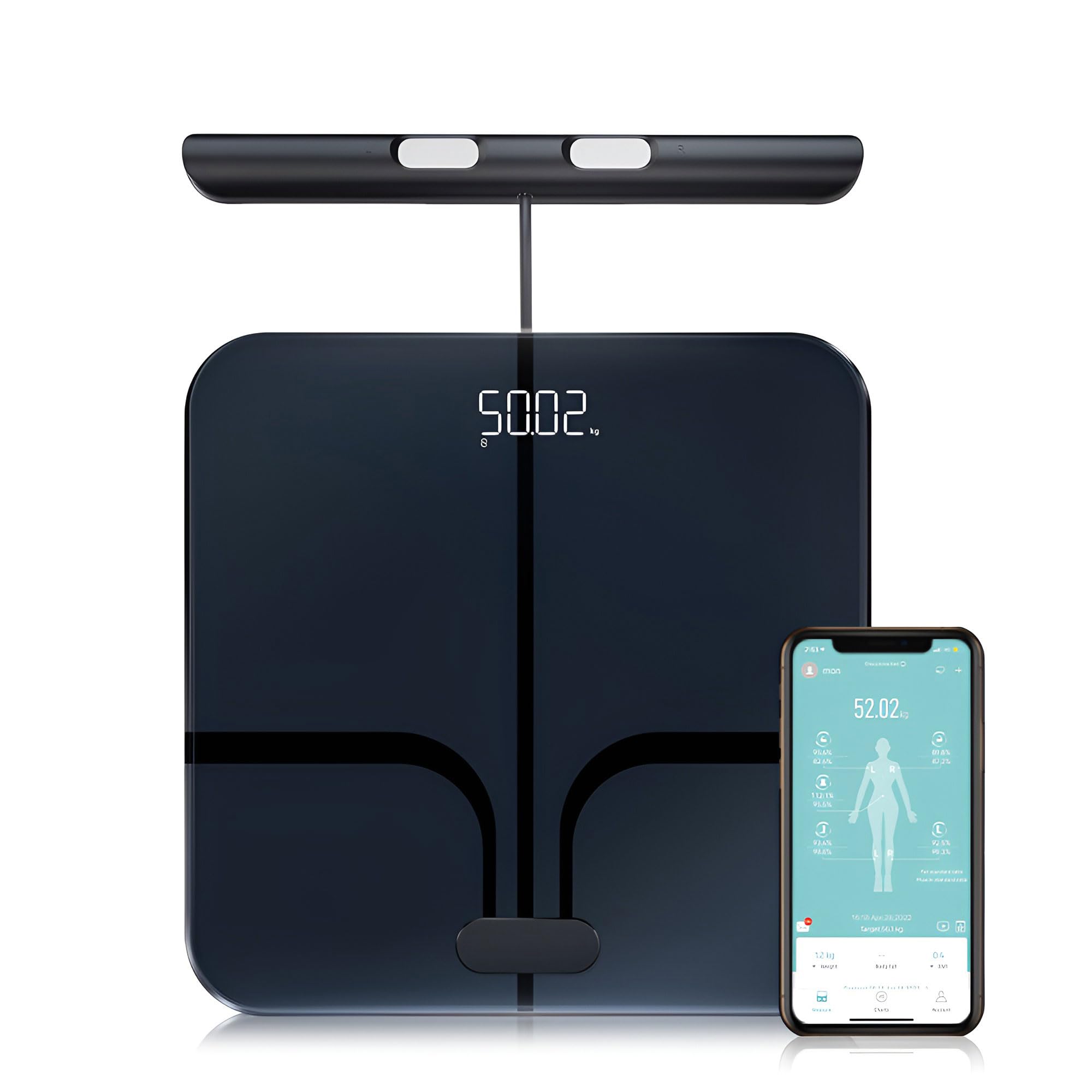 Fitdays FI2211WB-Waage für Körpergewicht und Fettanteil, 8 Elektroden, hochpräzise Digitalwaage für BMI 20 Körperzusammensetzung, intelligente Badezimmerwaage mit großem Farbdisplay (FI2211WB),